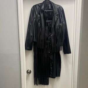 Black Fringe Women's Jacket and Skirt